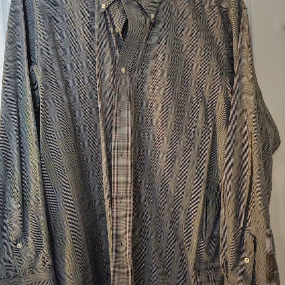Men's Gray Plaid Shirt By Chaps Ralph Lauren Mens XL